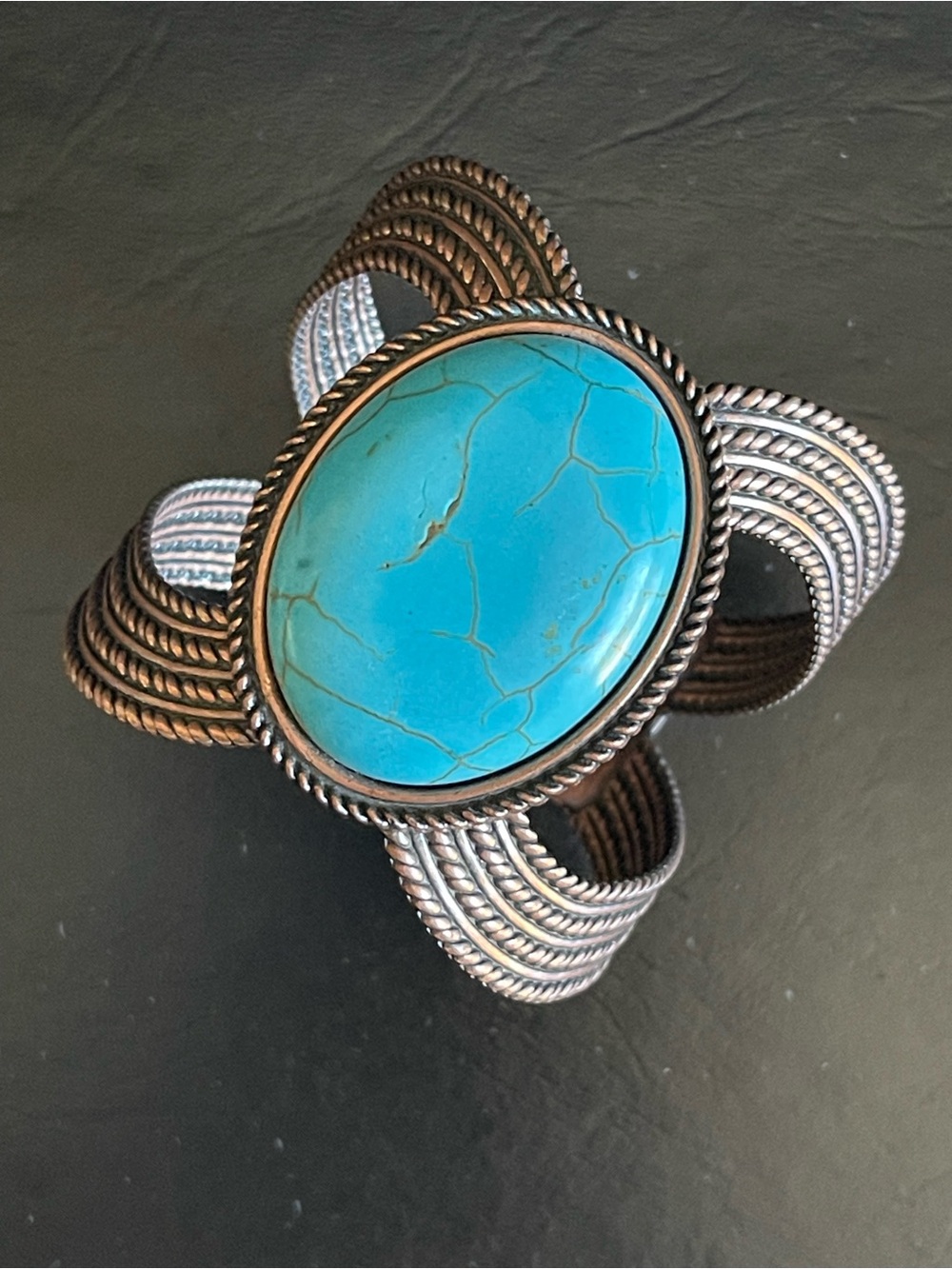 Faux Turquoise and copper Cuff Bracelet